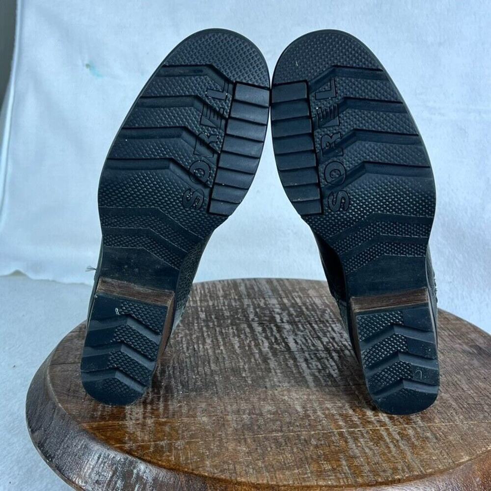 Sorel Ankle Boots Shoes Womens 6 Cate Cut Out Black Gray Leather Slip On Cap Toe - Picture 8 of 9